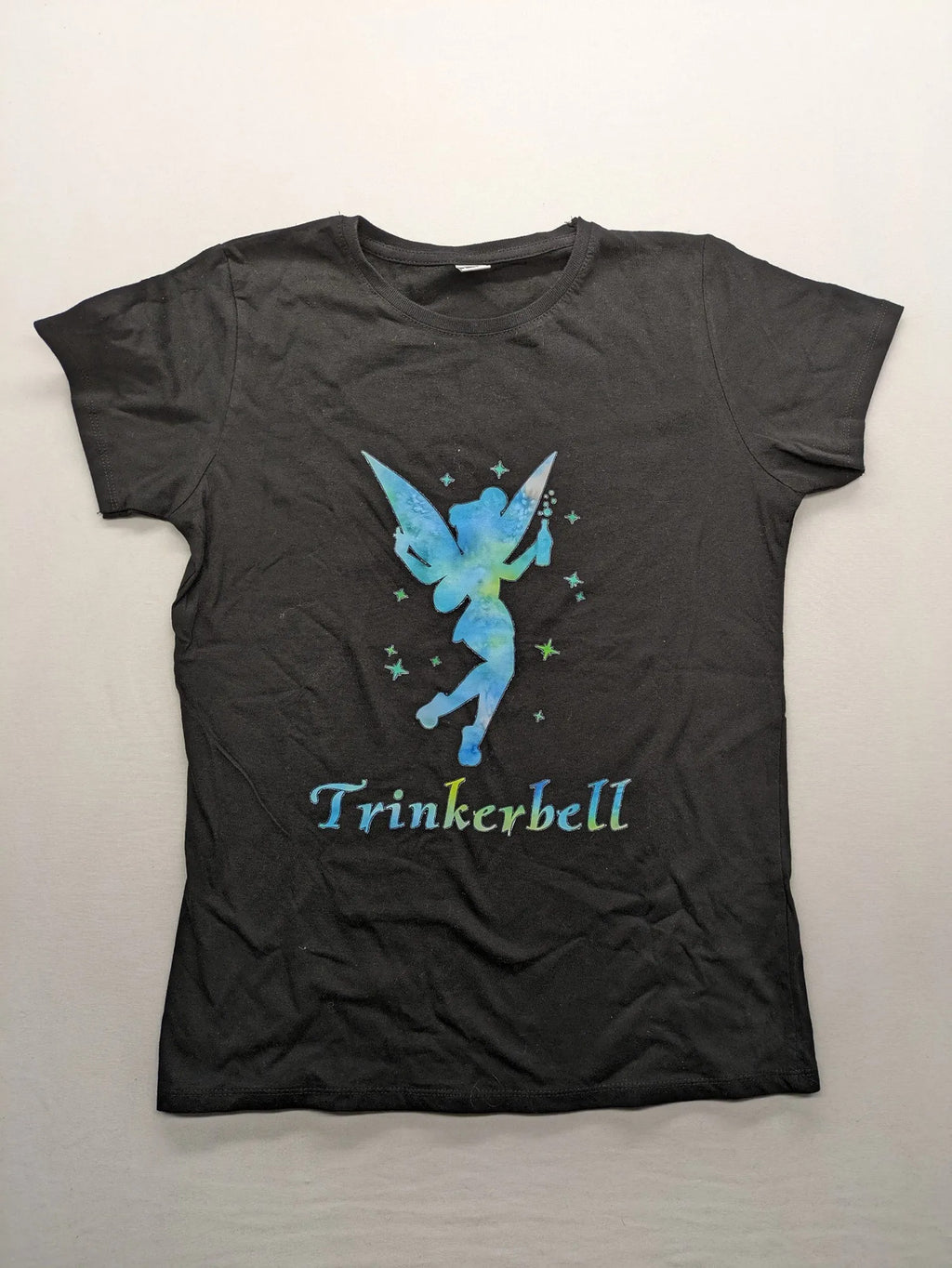 Roly multi T-shirt black with Tinkerbell graphic and comfortable round neckline.
