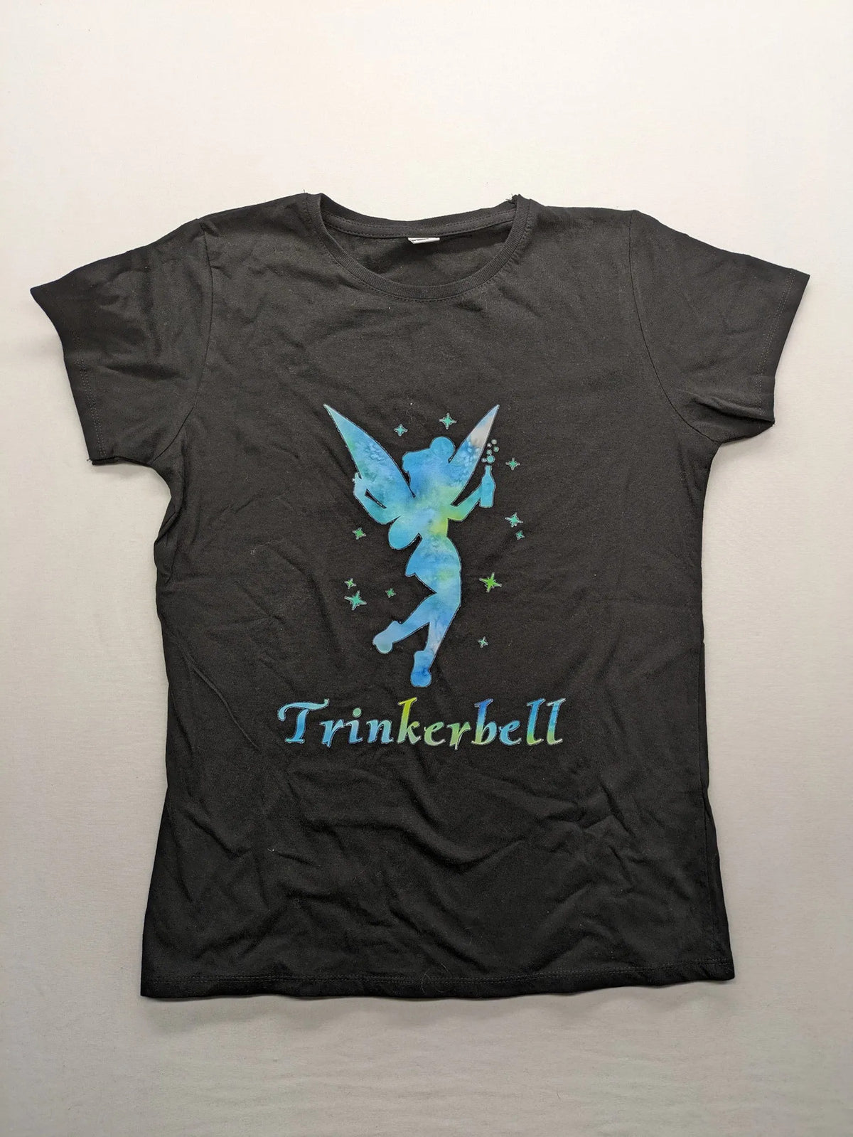 Roly multi T-shirt black with Tinkerbell graphic and comfortable round neckline.