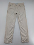 BRAX beige striped pants with logo, made from comfortable stretch cotton blend.
