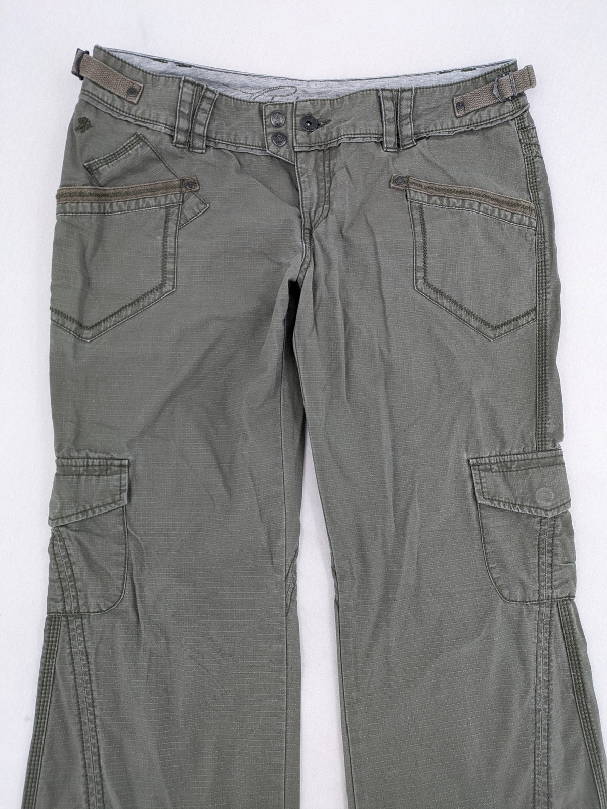edc by Esprit khaki cargo pants ripstop fabric with multiple pockets and button fly