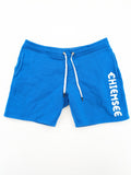 Chiemsee blue sweatshorts with logo print, elastic waistband, and side pockets.