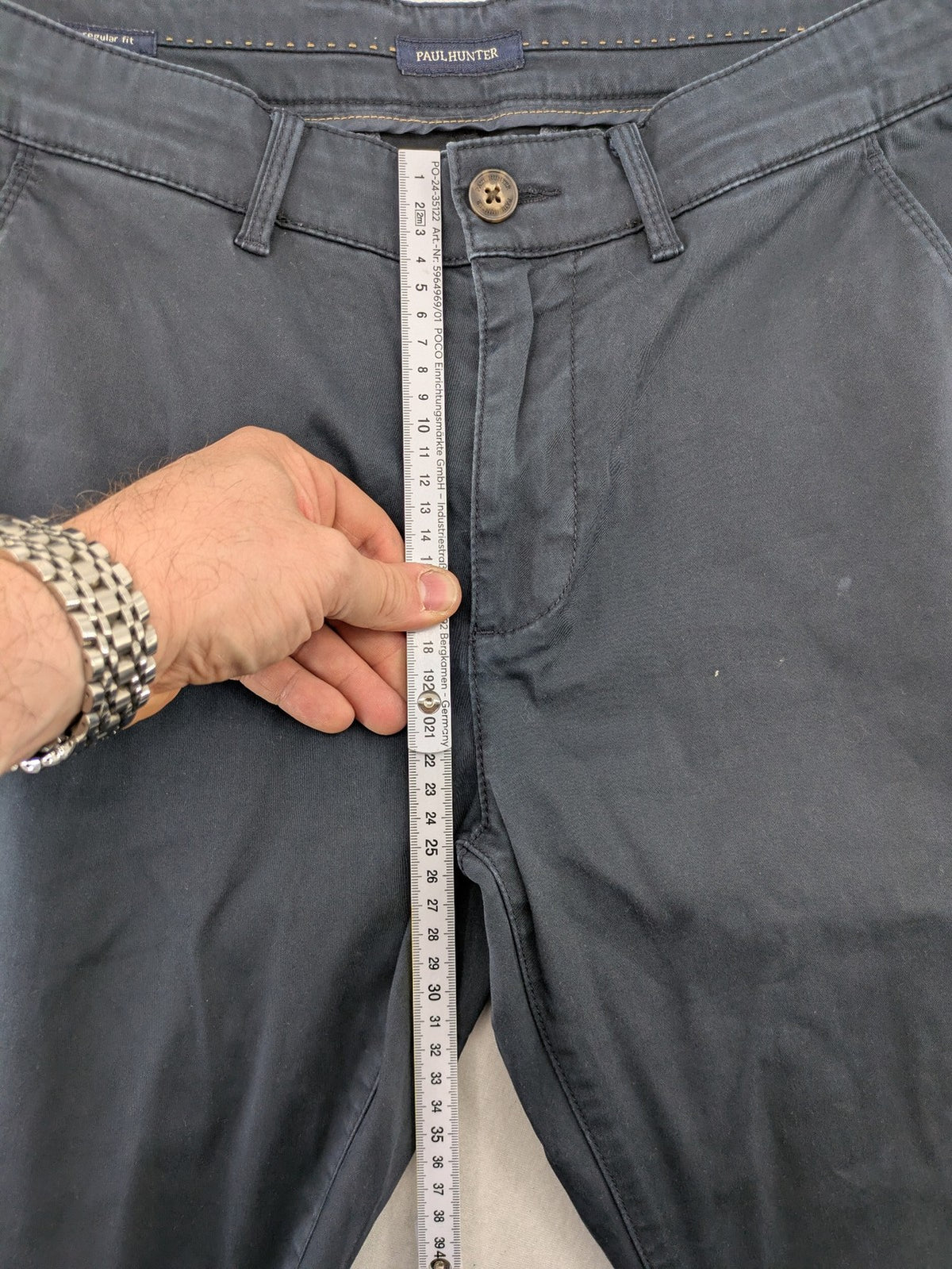 Paul Hunter navy chino pants Oscar model, regular fit, lightweight stretch material.