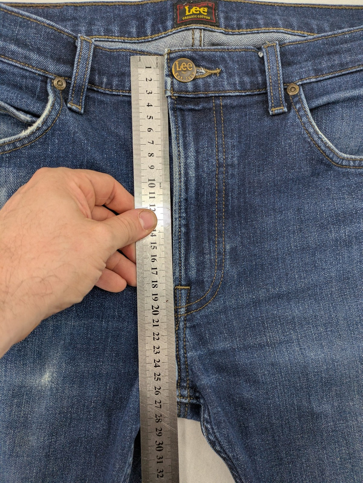 Lee straight jeans blue stretch denim classic 5-pocket design with natural fading