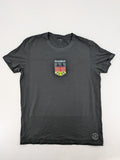 Tom Tailor black T-shirt with Germany eagle crest and flag colors, 100% cotton.