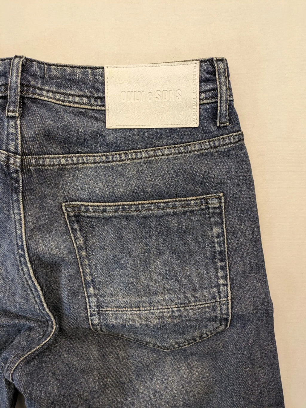 Only & Sons blue straight jeans with classic 5-pocket design and button fly.