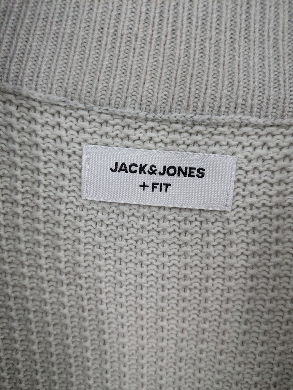 Jack & Jones grey turtle neck jumper with half zip and textured knit design.