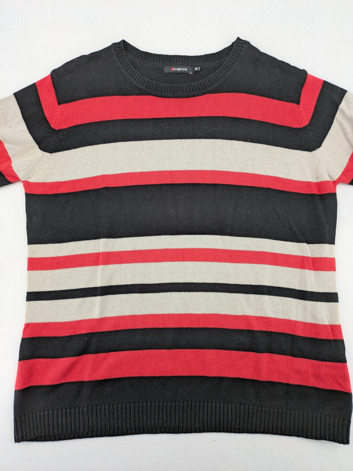 Fabiani turtle neck jumper multi striped pattern black red grey cotton blend