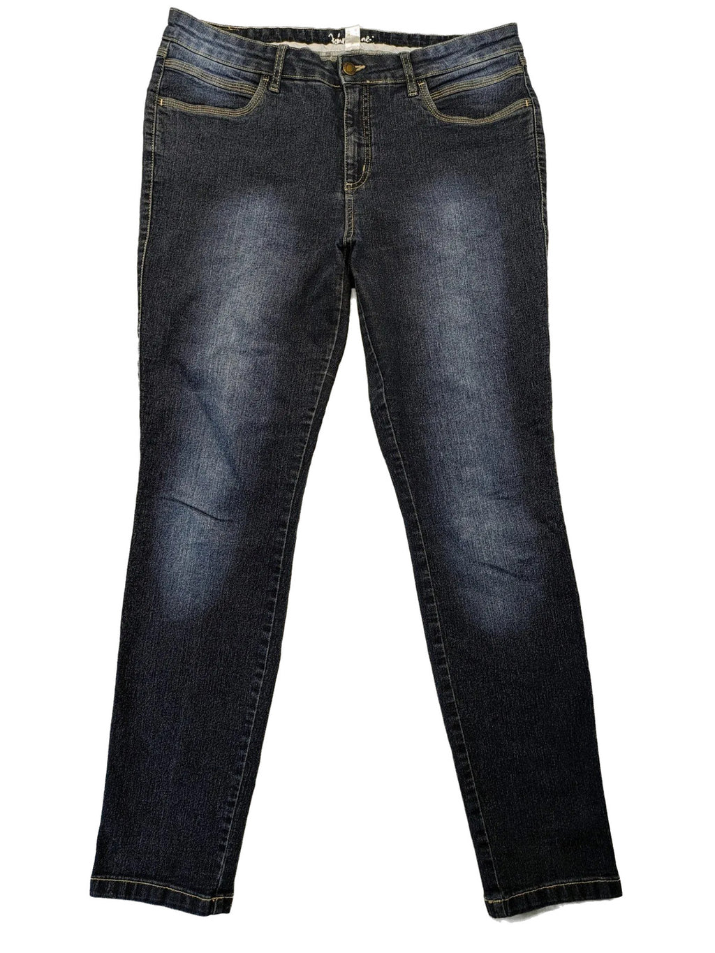 john baner blue straight jeans classic 5-pocket style with zipper and button closure