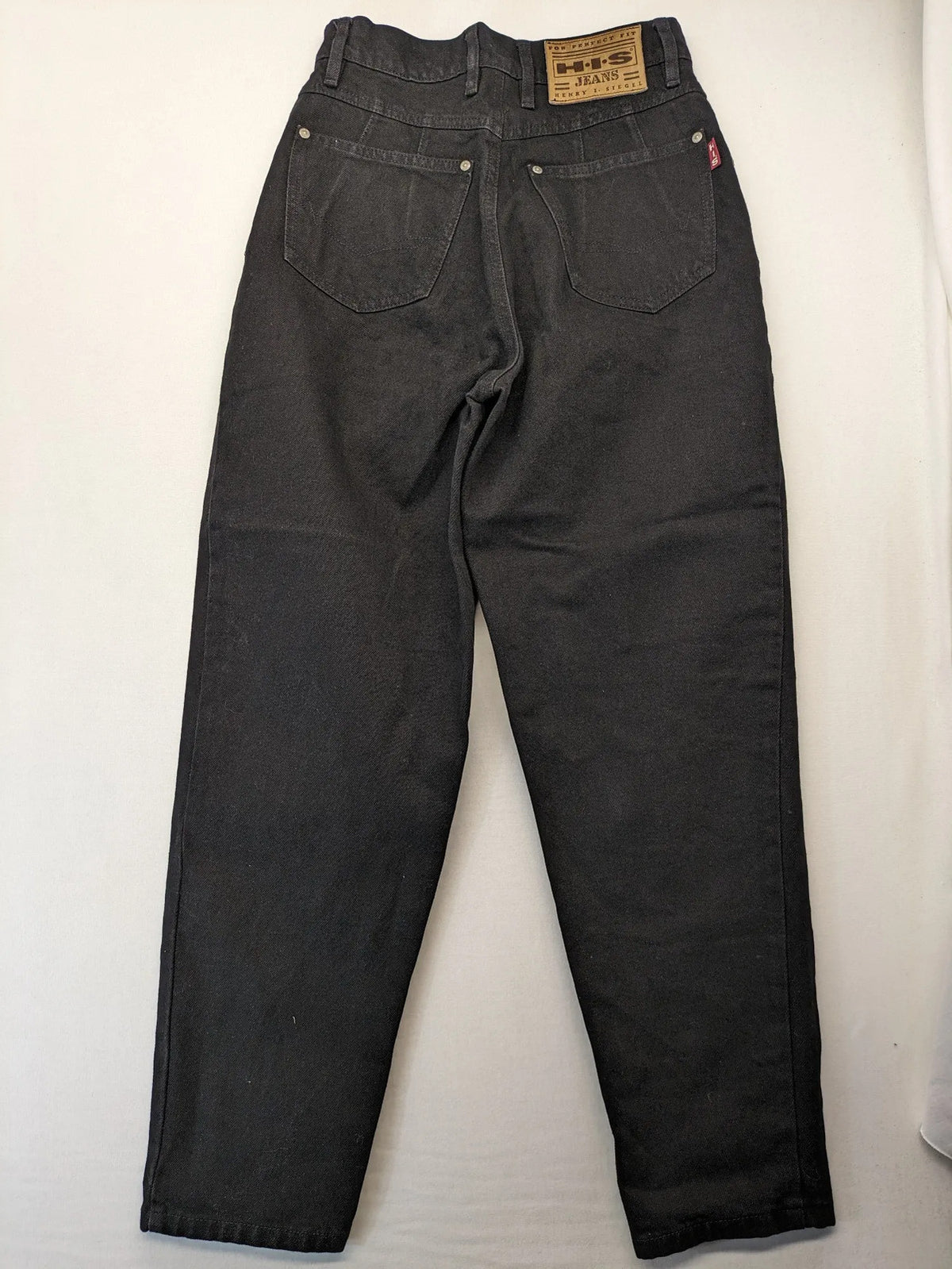 H.I.S black mom jeans high waist tapered fit 90s vintage style 100% cotton