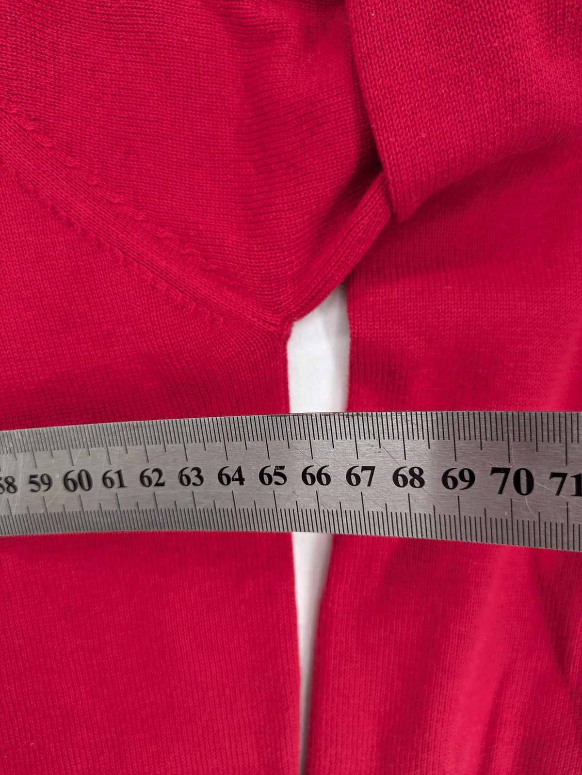 McNeal red turtle neck jumper V-neck design with ribbed cuffs and hem.