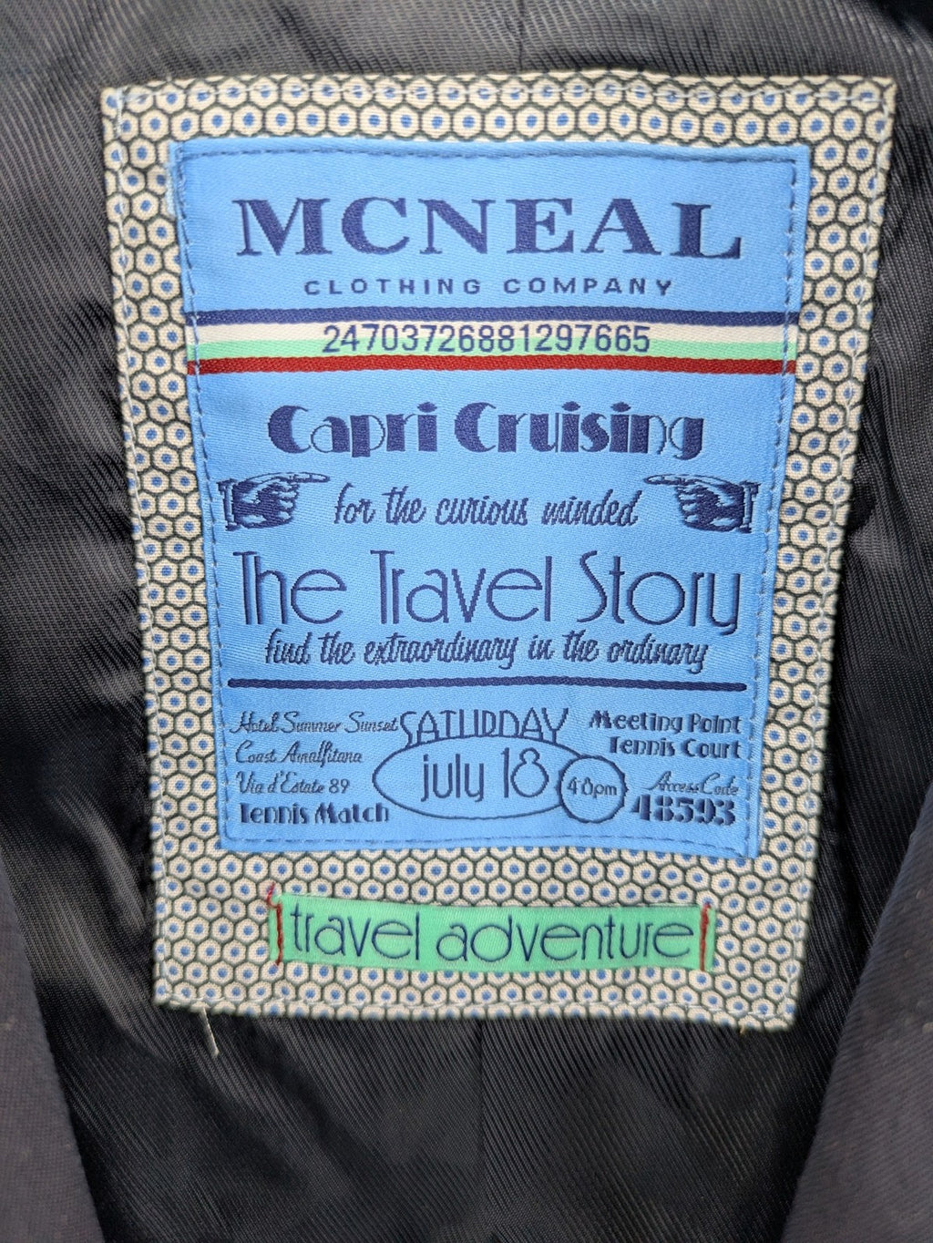 mcneal grey jacket classic cut 100% cotton with unique interior label