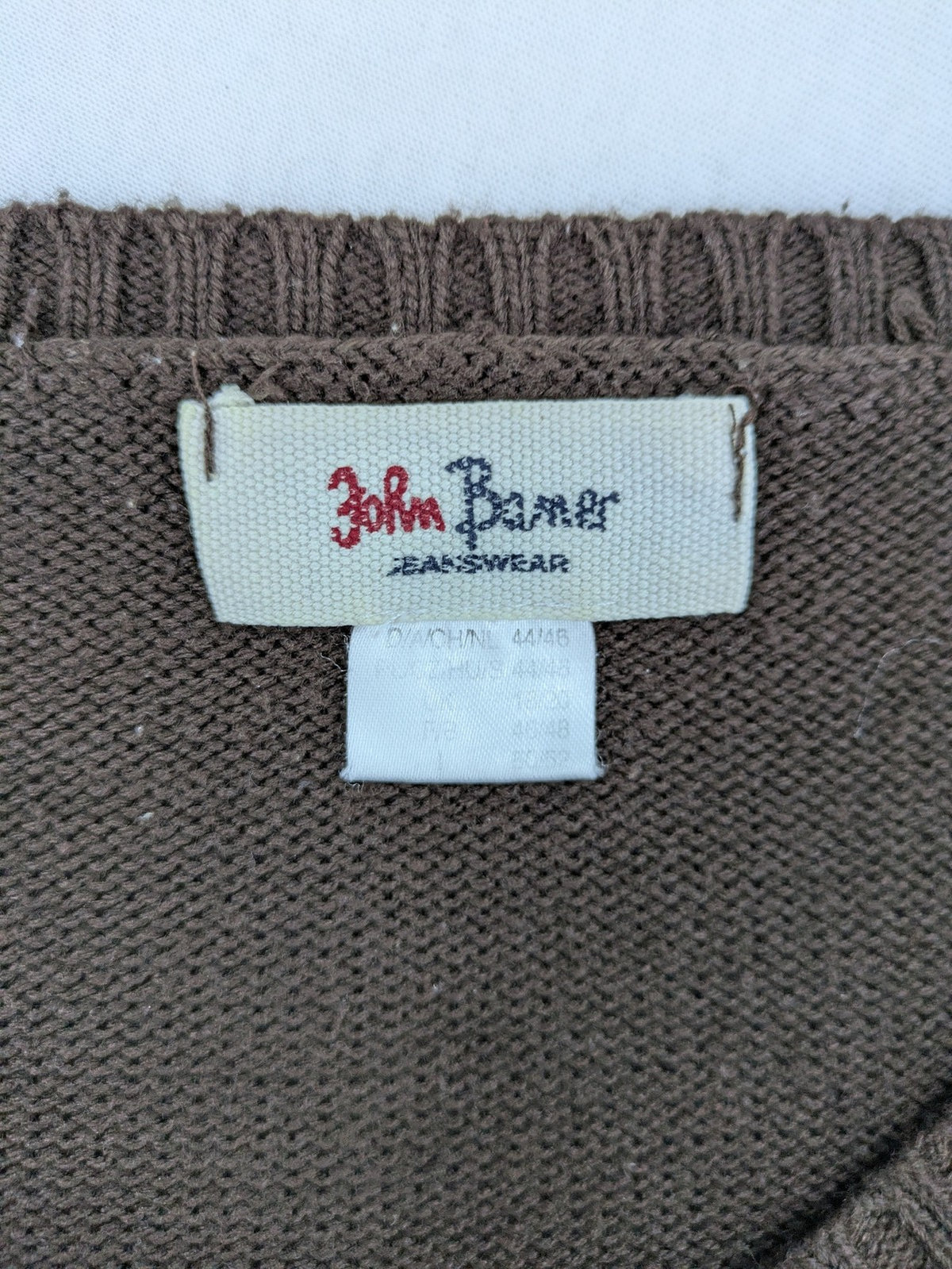 john baner brown turtle neck jumper soft knit with embroidered logo on chest