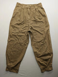 H&M beige tapered leg pants with pleats, high waist, 100% cotton, side pockets.