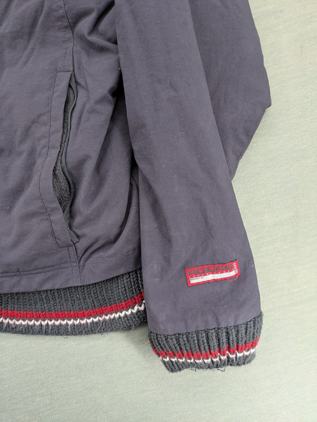 Adidas vintage bomber jacket multi colour fleece lined big logo on back