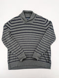 Angelo Litrico grey and navy striped turtle neck jumper with stylish shawl collar.