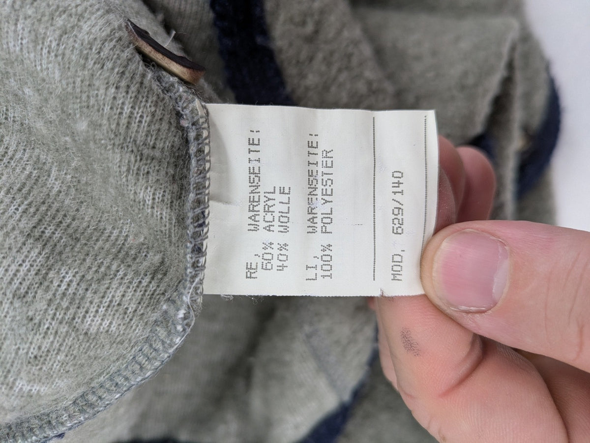 Caramasov grey and navy children's Janker jacket with contrasting trim and rustic buttons.