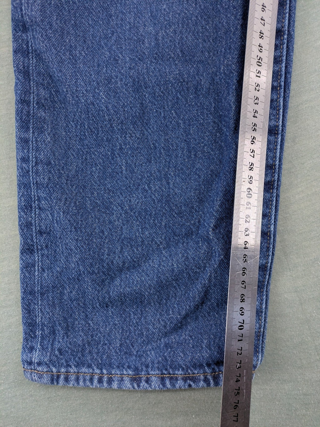 C&A blue straight jeans relaxed fit with traditional button fly and 5-pocket design.