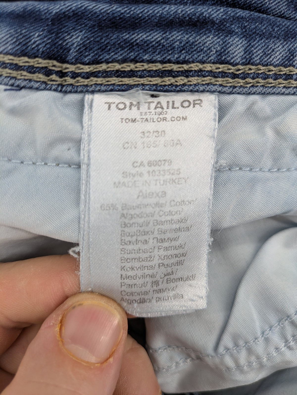 Tom Tailor blue straight jeans Alexa model, classic 5-pocket style, stretch denim material.