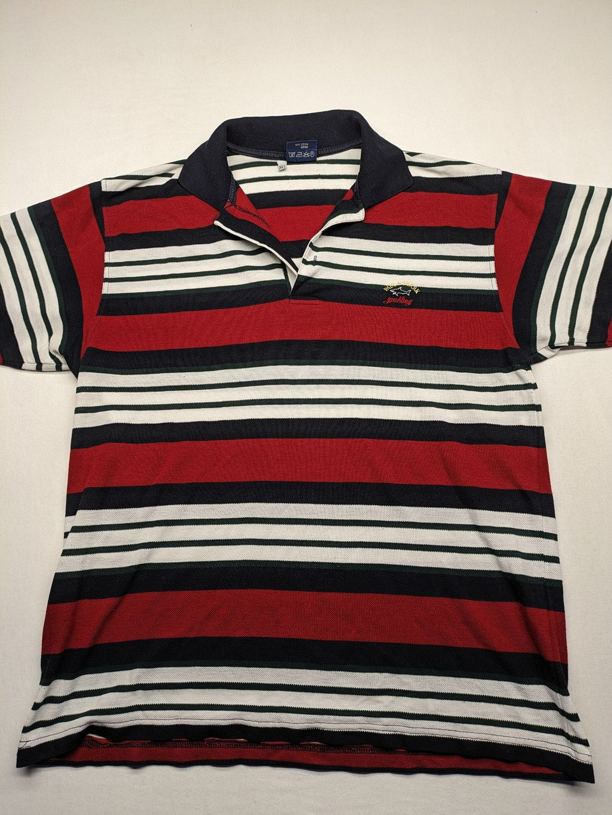 Paul & Shark Yachting striped polo shirt red navy white with embroidered logo on chest.