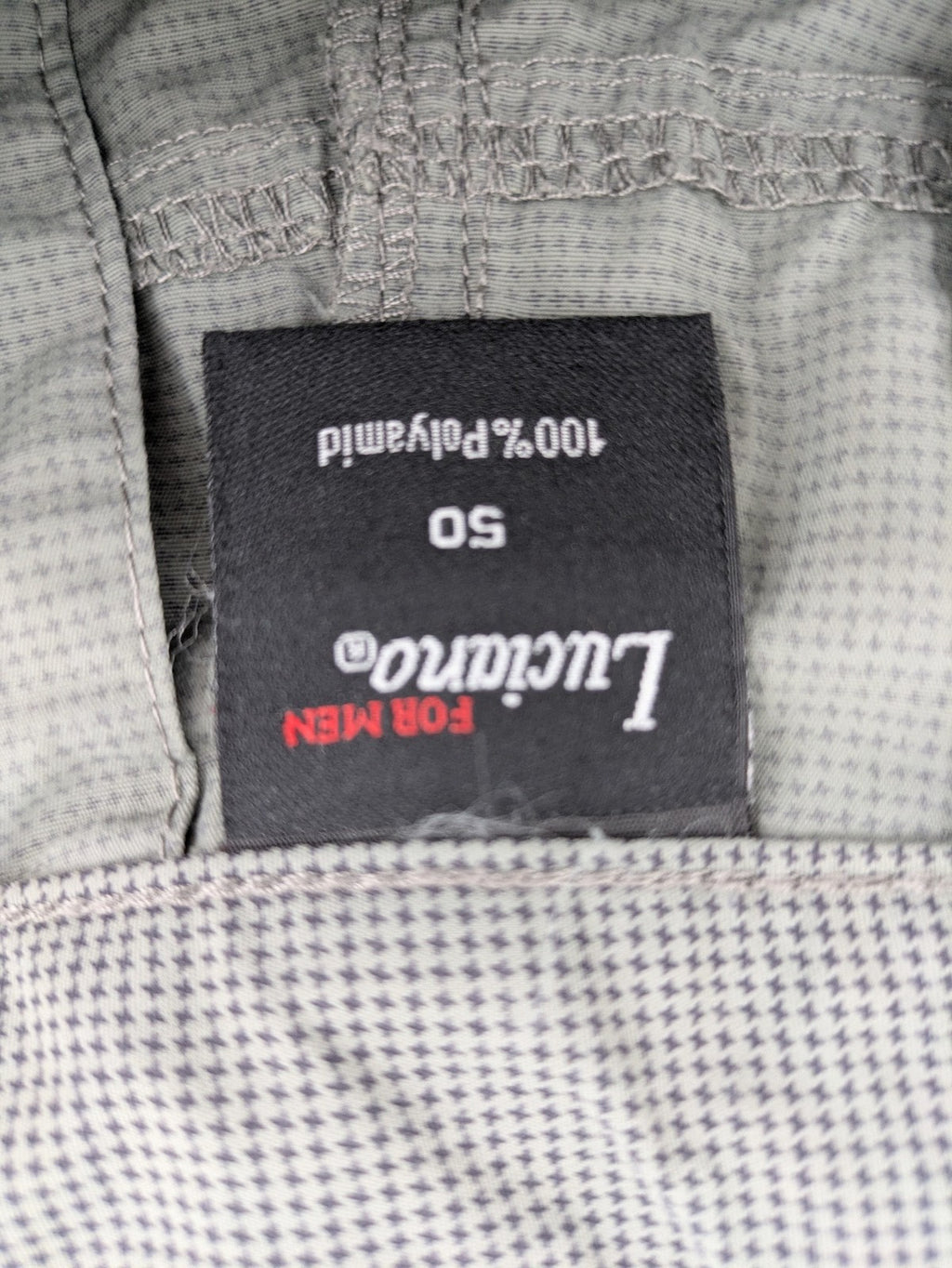 Luciano grey shorts lightweight polyamide with elastic waistband and button closure.