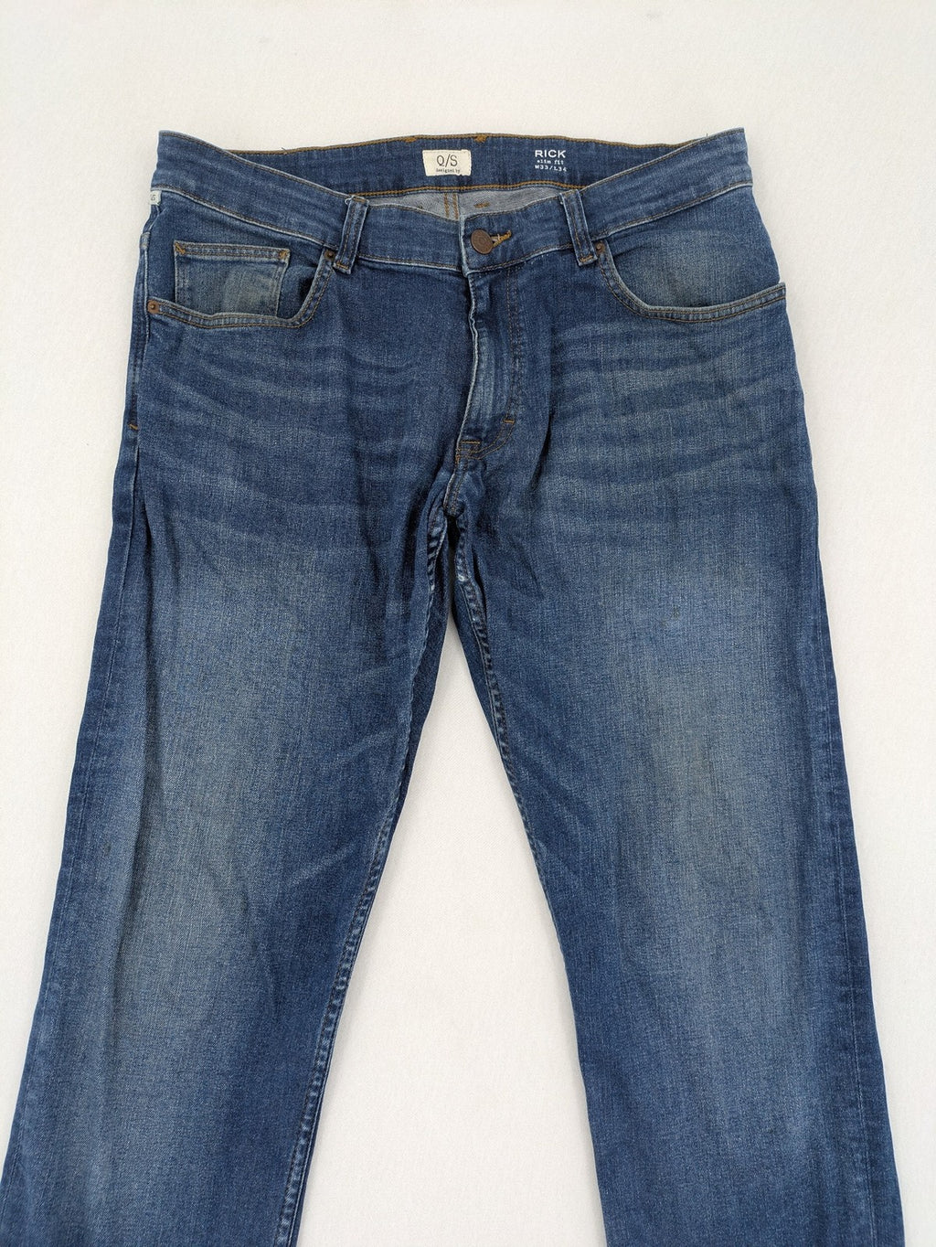 s.Oliver blue slim fit jeans medium wash stretch denim with classic design
