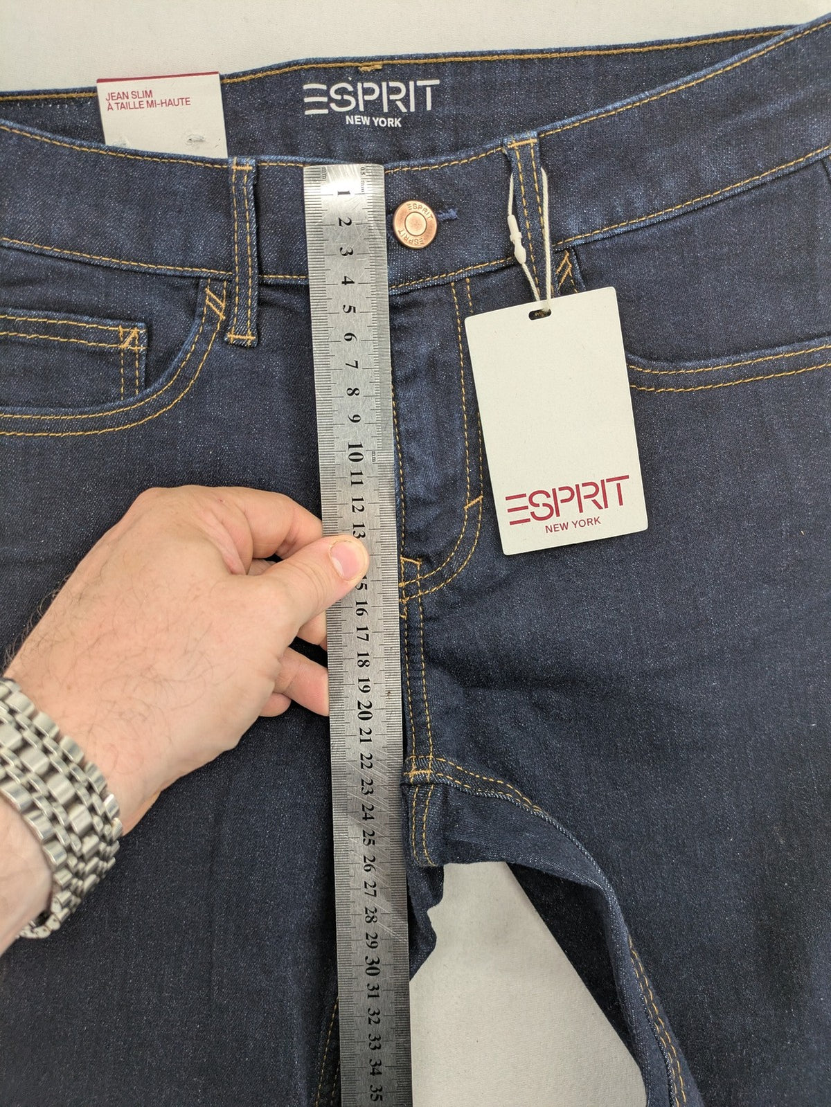Esprit pink straight jeans classic 5-pocket style with contrasting stitching details