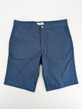 Spoke navy chino shorts flat front with unique printed pocket lining.