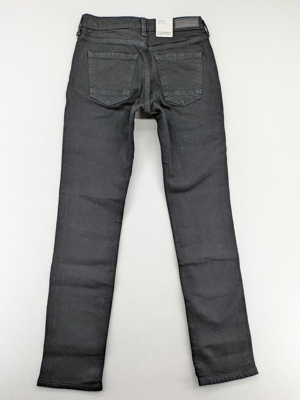 Esprit grey straight jeans with medium rise, classic denim style, zip and button closure.