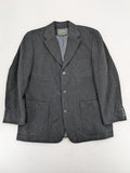 Camel Collection grey blazer three-button front with patch pockets, made from wool blend.