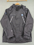 Stormtech black waterproof jacket with ZF logo, H2Xtreme technology, front zipper, and hood.