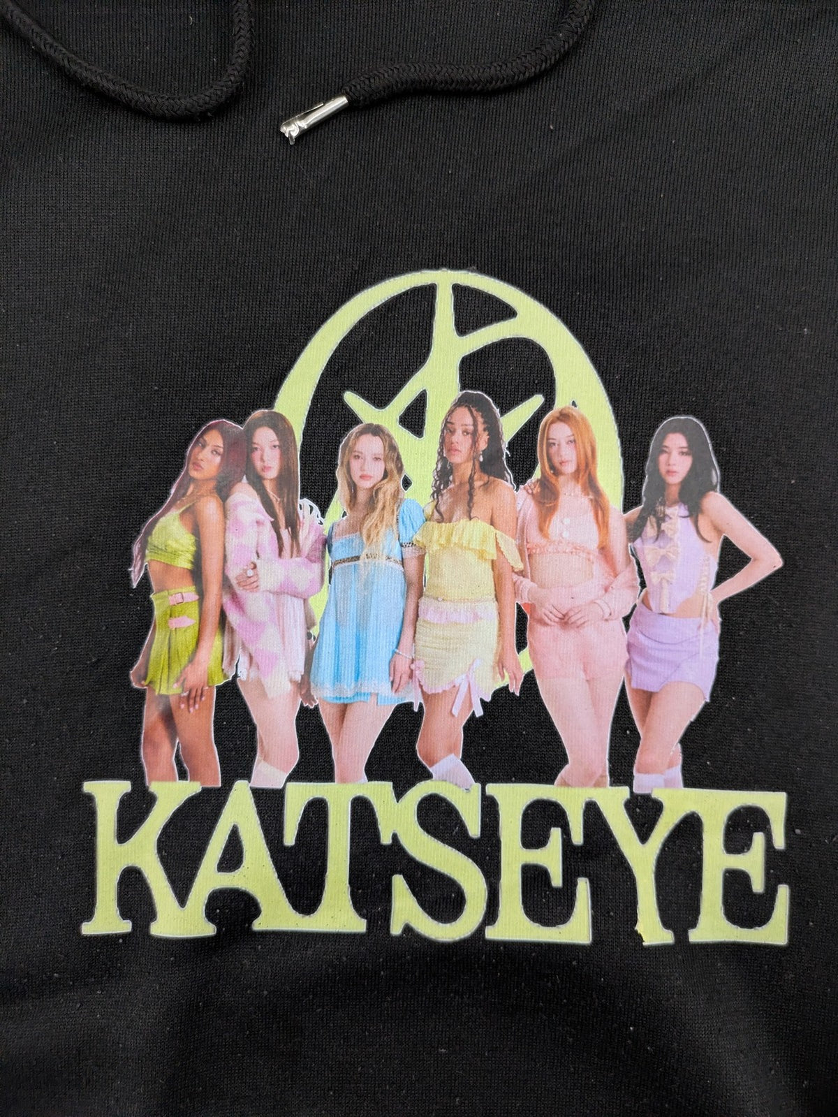 SHEIN multi zip-through hoodie black graphic design KATSEYE members logo
