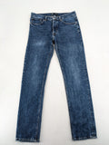 Zara blue straight jeans with classic 5-pocket design and button fly.