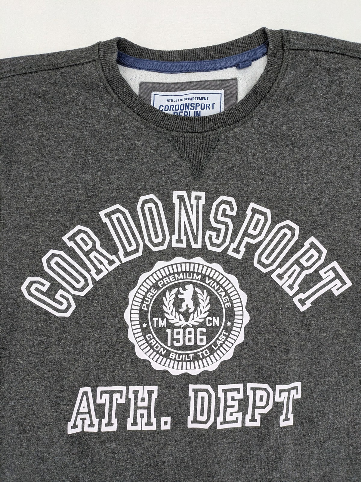 CORDONSPORT Berlin grey turtle neck jumper college-style graphic print "CORDONSPORT ATH. DEPT. 1986