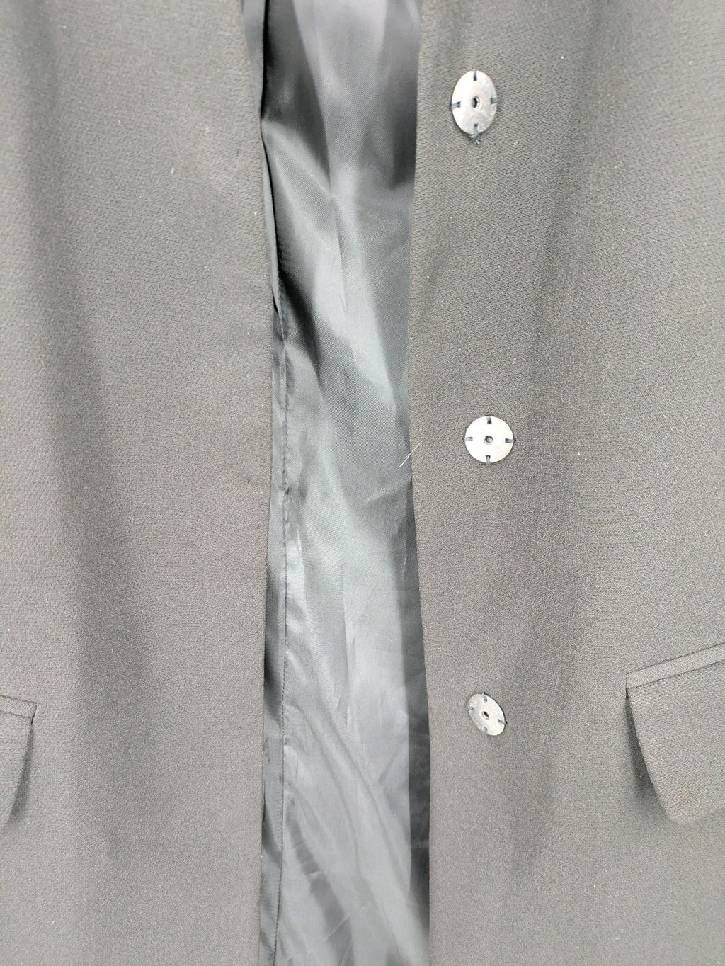 H&M pink long blazer kragenlos design with open front and two front pockets.