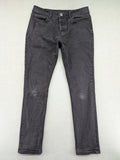 Denim & Co. grey slim fit jeans with button fly and classic 5-pocket design.