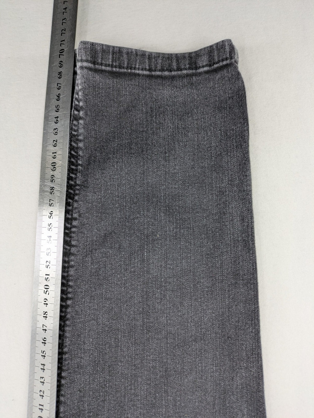 Angels grey straight jeans with 5-pocket design and faded black wash.
