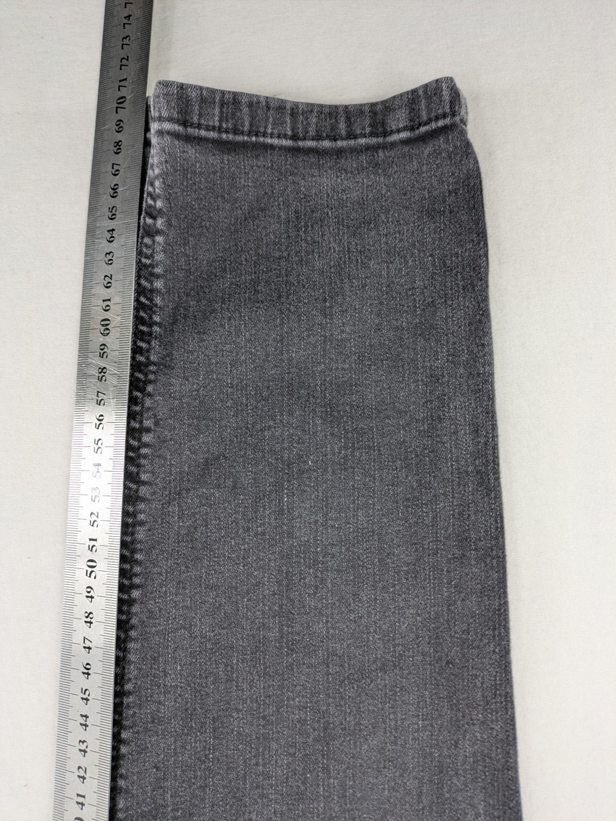 Angels grey straight jeans with 5-pocket design and faded black wash.