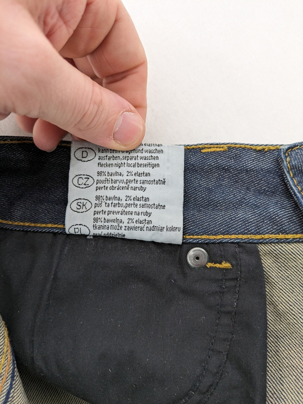 Exe blue straight jeans slim fit bootcut stretch denim with classic 5-pocket styling.