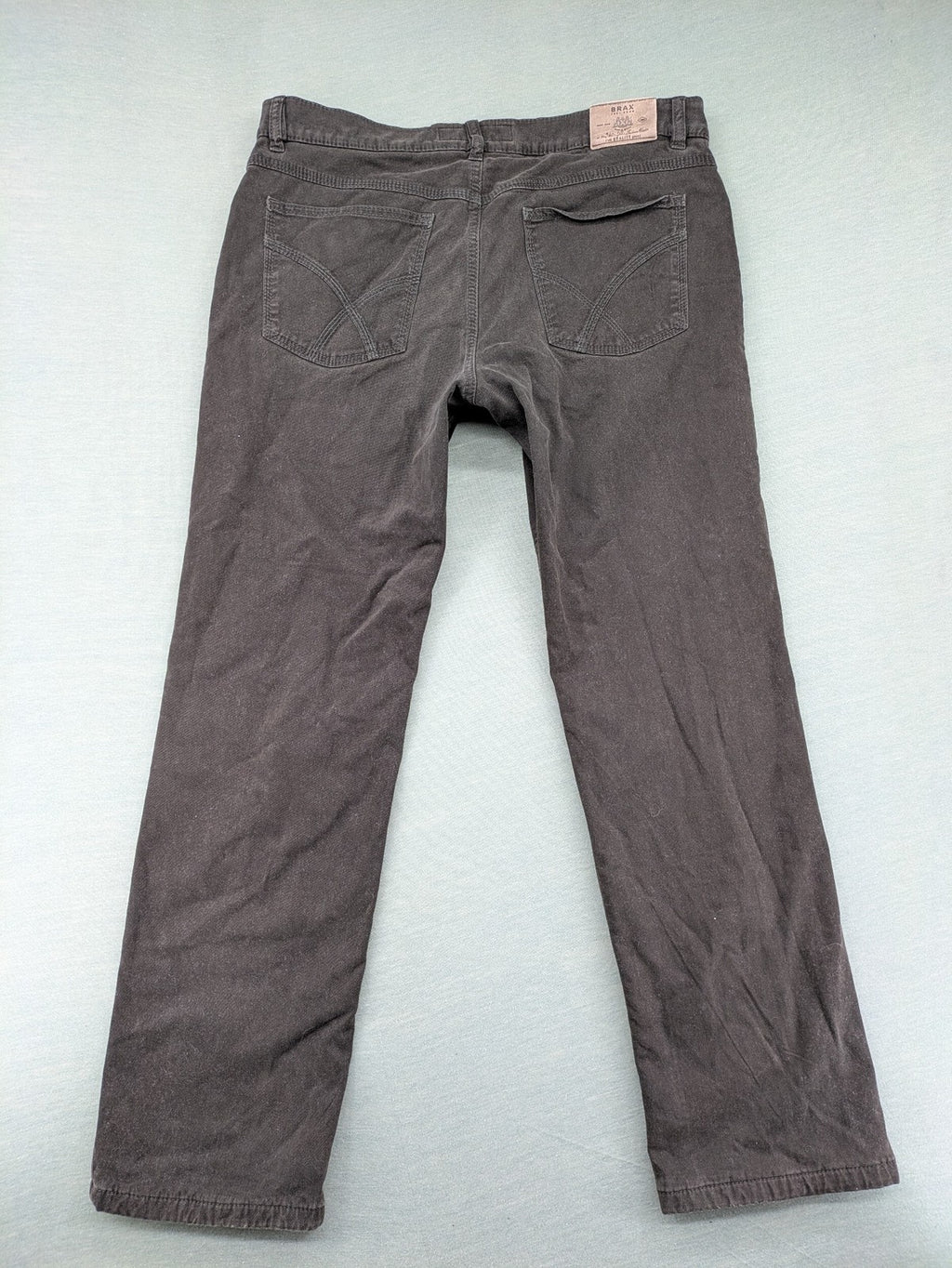 BRAX grey cord pants 5-pocket design with subtle checkered waistband lining