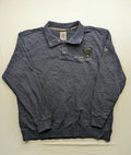 Lerros blue turtle neck jumper with stitched 'British Columbia' detail and button accents.