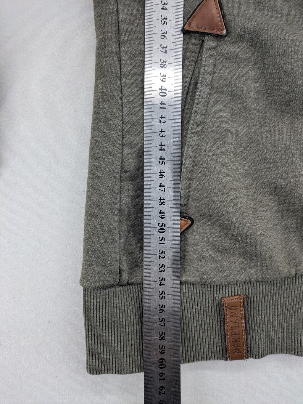 Naketano grey hoodie jacket asymmetrical zipper high collar soft cotton-polyester blend
