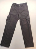 Herren grey cargo pants with multiple pockets, elastic waistband, durable polyester-cotton blend.