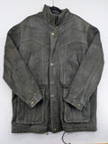 Sonderson grey leather jacket size 52, robust design with patterned lining and YKK zipper.