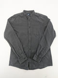 Clockhouse grey long-sleeve shirt with stand-up collar and chest pocket, 100% cotton.