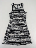 Mossimo black and white striped A-line summer dress, sleeveless, stretchy polyester blend.
