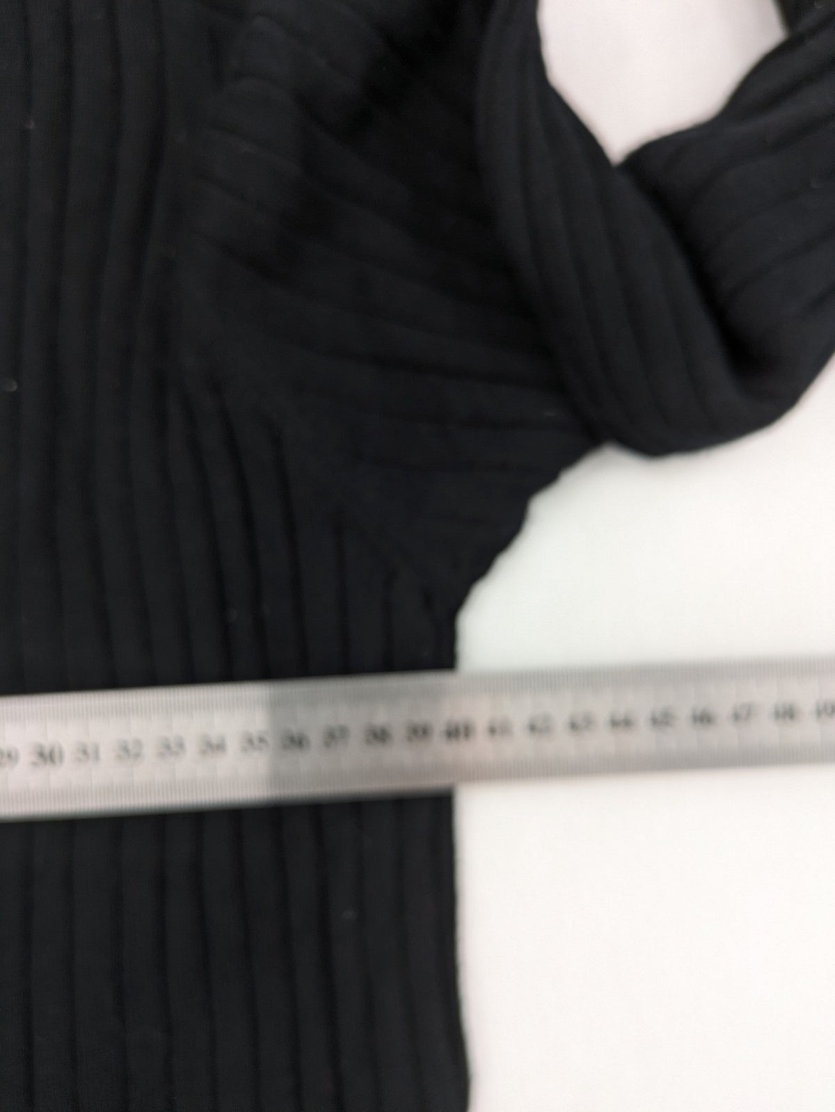 ESMARA black pullover dress ribbed knit with matching fabric belt and long sleeves