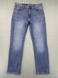 Gap blue straight jeans slim stretch fit with classic denim wash and logo tag.