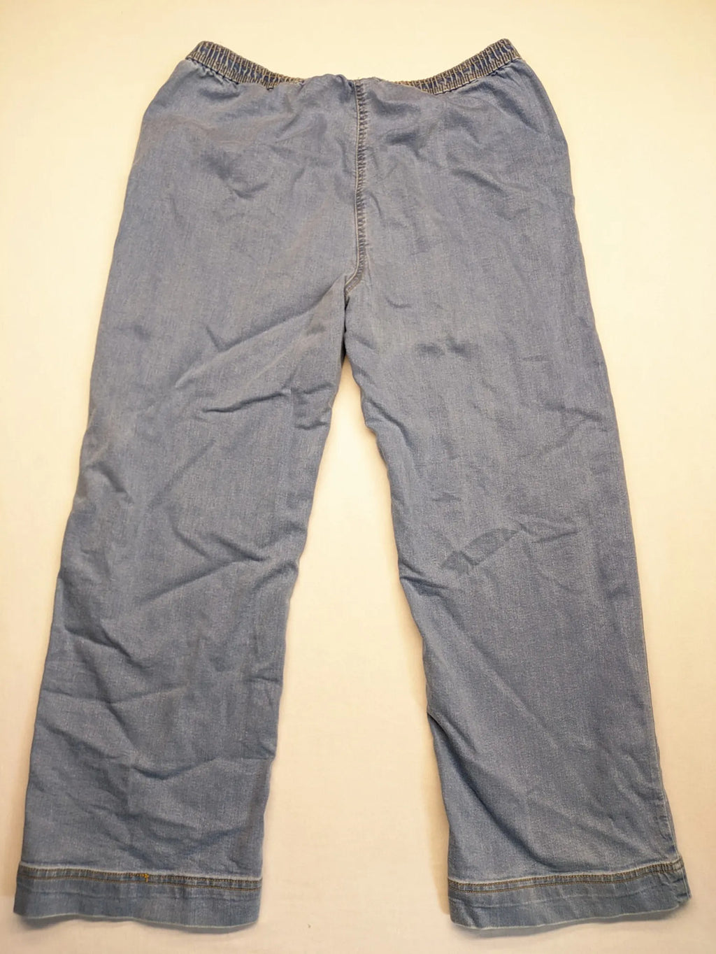 AproductZ blue straight jeans with elastic waistband and comfortable stretch fabric.