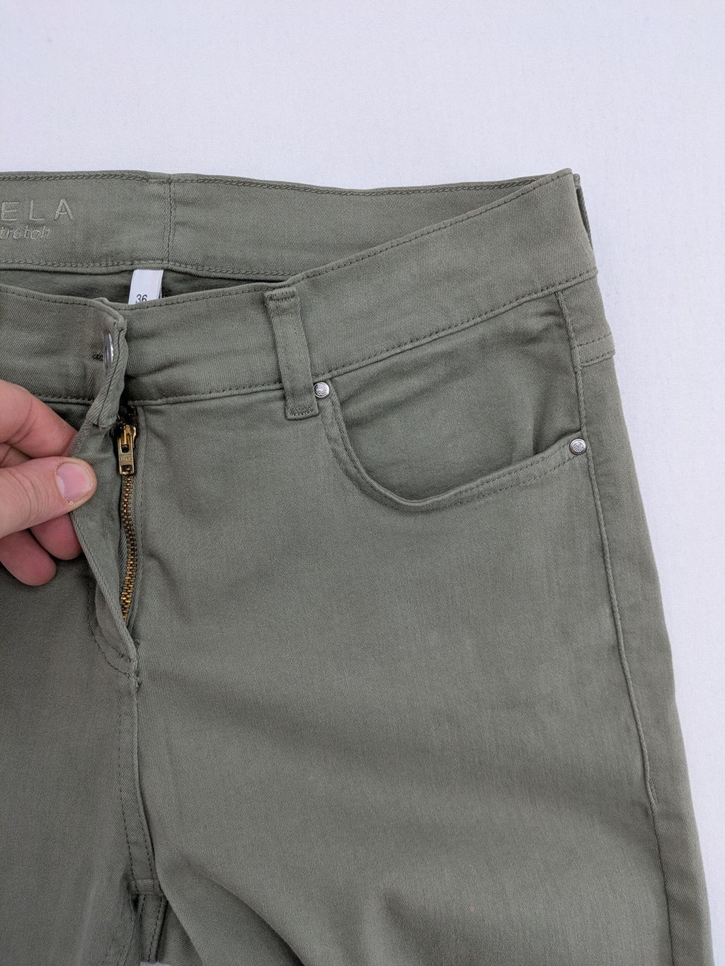 Pamela green pants classic five-pocket design superstretch cotton blend