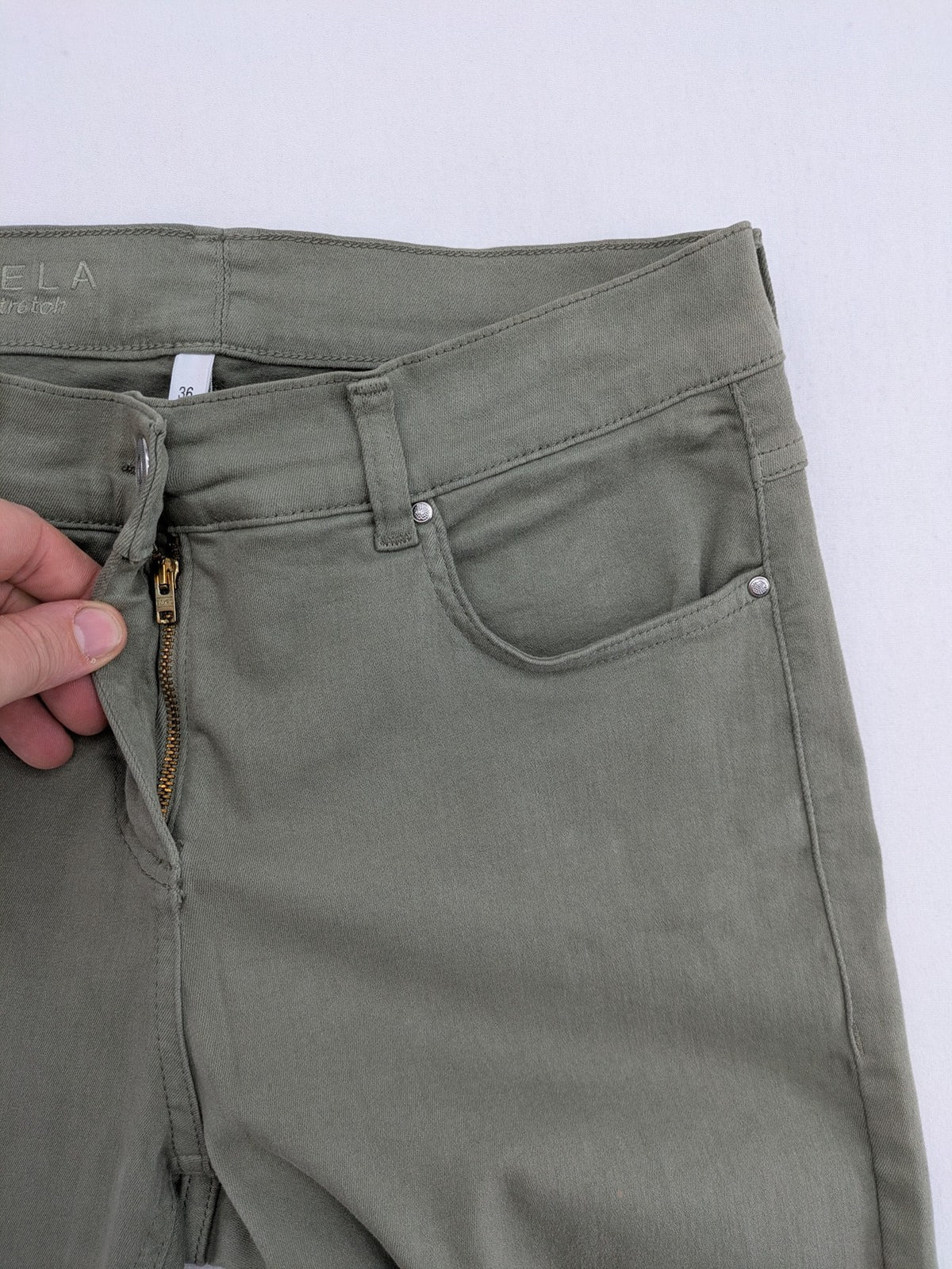 Pamela green pants classic five-pocket design superstretch cotton blend